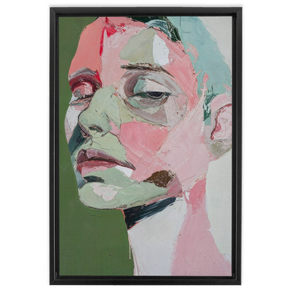 A Portrait In Pastels - XXL Framed Canvas Wraps of a woman's face on canvas.