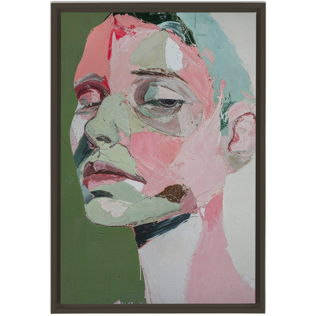 An abstract painting of a woman's face on a Portrait In Pastels - XXL Framed Canvas Wraps.