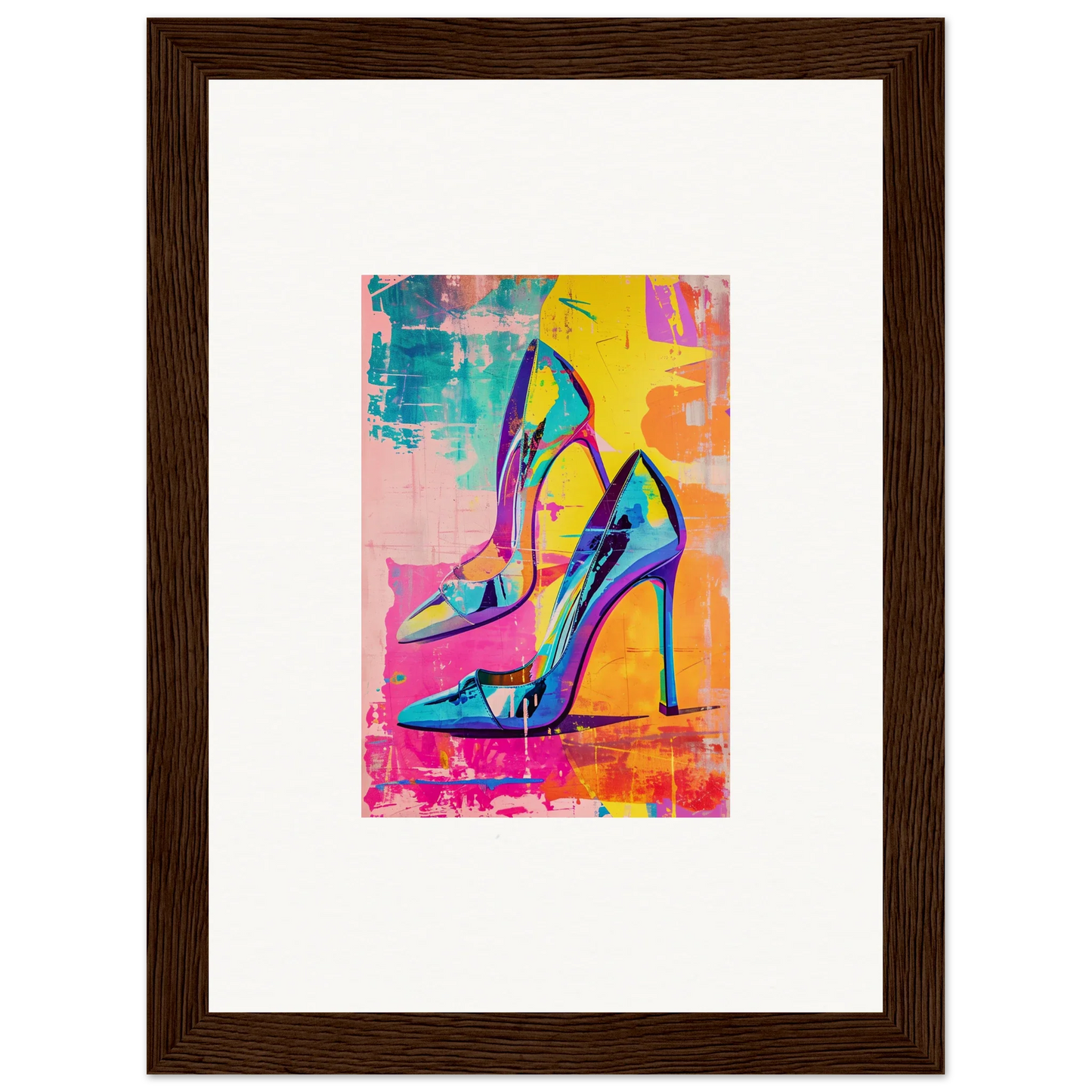 Colorful high-heeled shoes with pointed toes enhance Ethereal Heels Reverie room decor