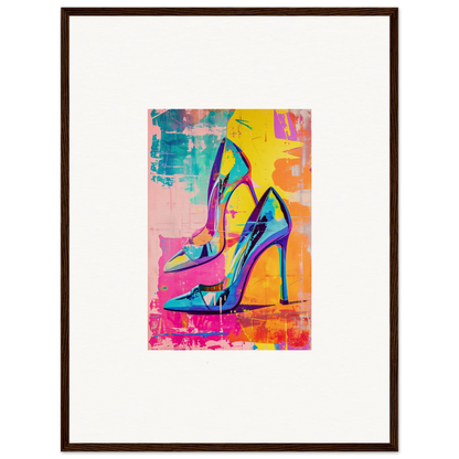 Colorful high-heeled shoes in abstract art, perfect for Heels Reverie room decor