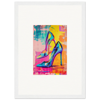 Vibrant blue high-heeled shoes for Heels Reverie room decor or framed wall art