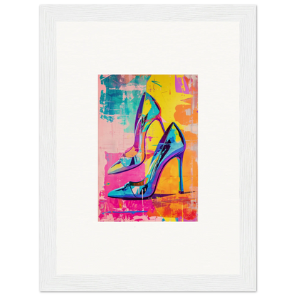 Vibrant high-heeled shoes in pop art style for Ethereal Heels Reverie wall decor