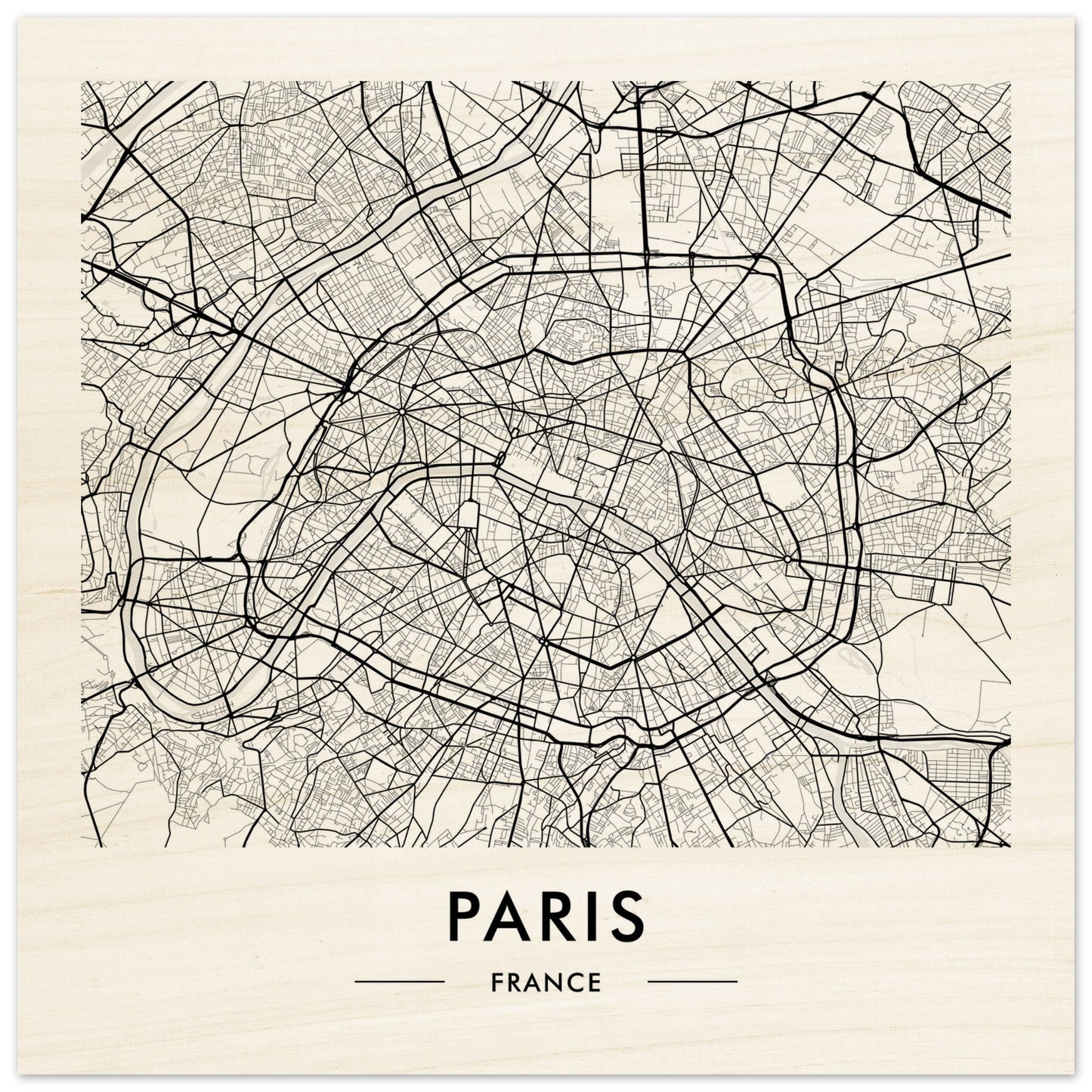 Map of Paris, France showing the city’s street layout and urban structure.