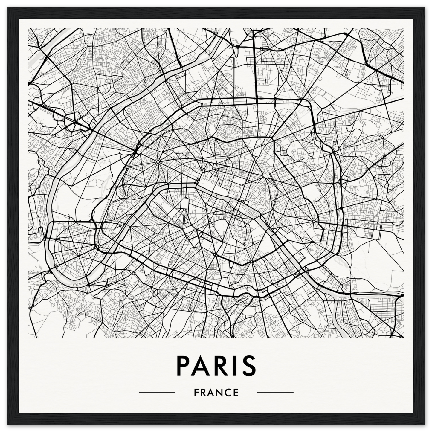 Map of Paris showing the city’s street layout and major thoroughfares.