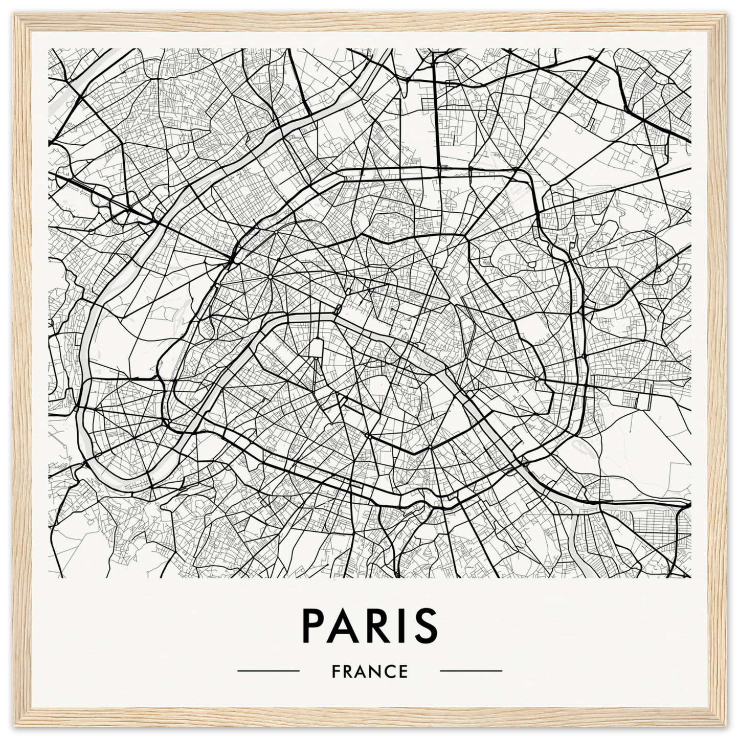 Map of Paris showing its intricate street network and urban layout.