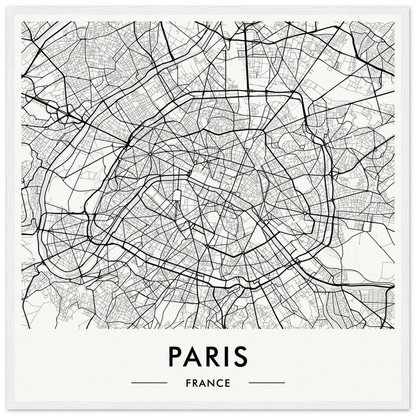 Map of Paris showing the city’s street network and layout.