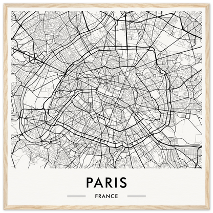 Map of Paris, France showing its intricate street network and urban layout.