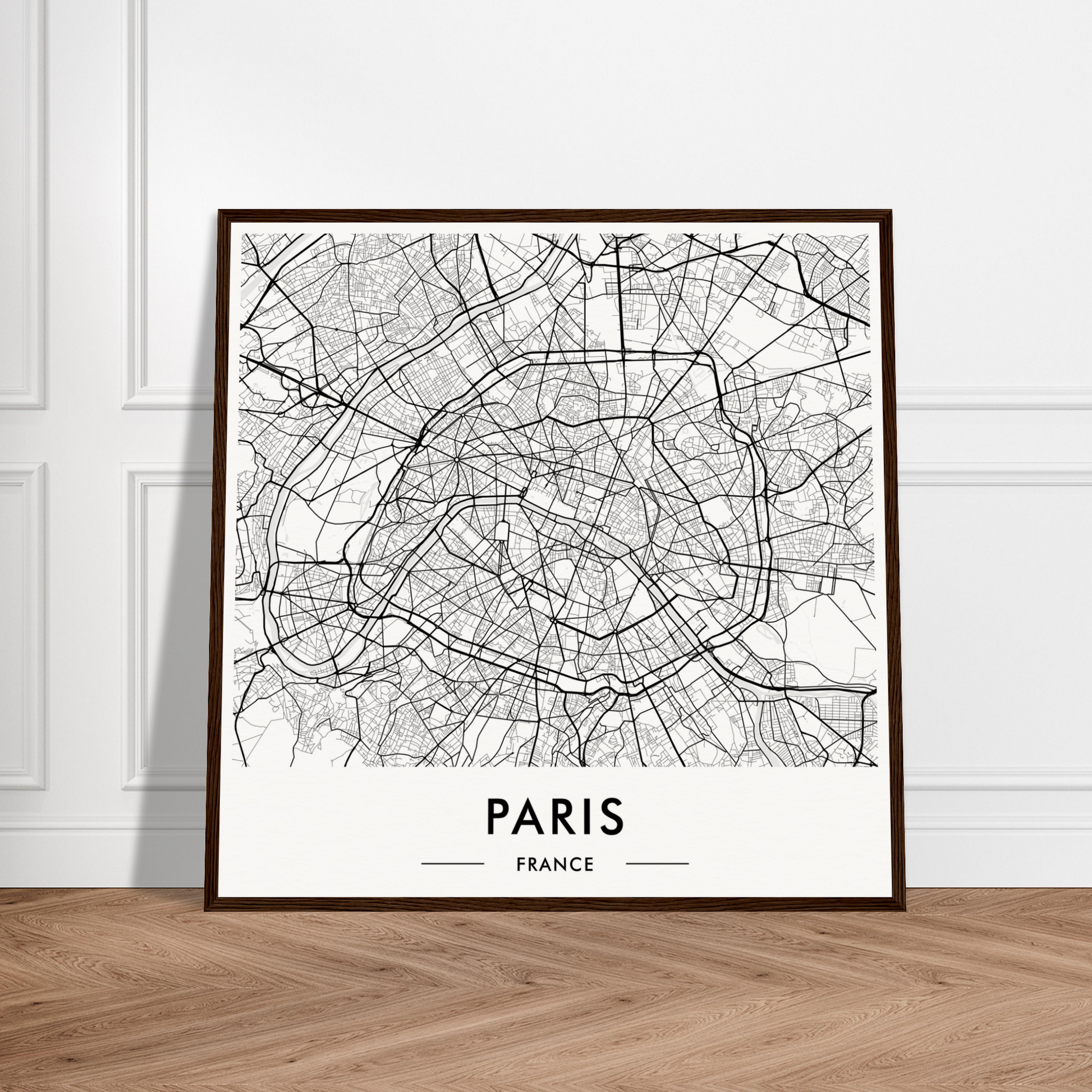 I want a Paris Map The Oracle Windows™ Collection for my wall in Paris, France showcasing a black and white map.