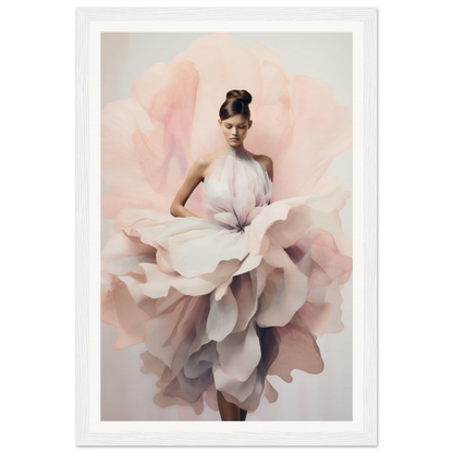 An image of a woman in a Fashionable Flourish The Oracle Windows™ Collection pink dress, perfect for a poster for my wall.