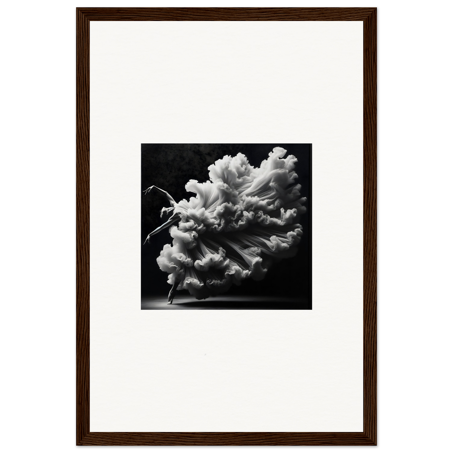 Framed black and white photograph of a billowing cloud formation.