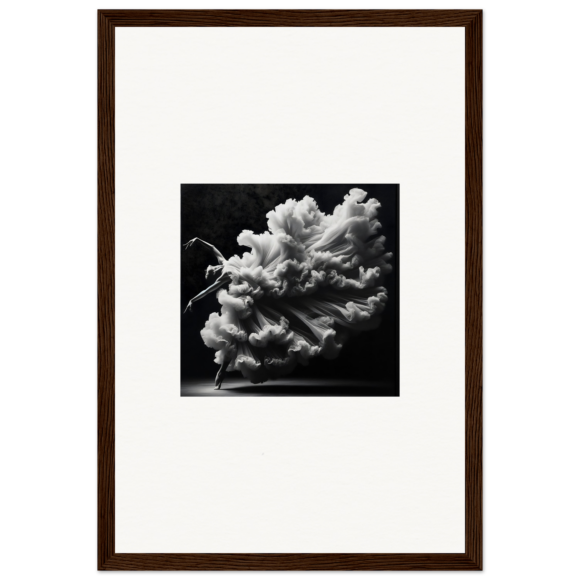 Framed black and white photograph of a billowing cloud formation.