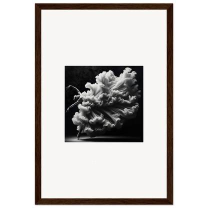 Framed black and white photograph of a billowing cloud formation.