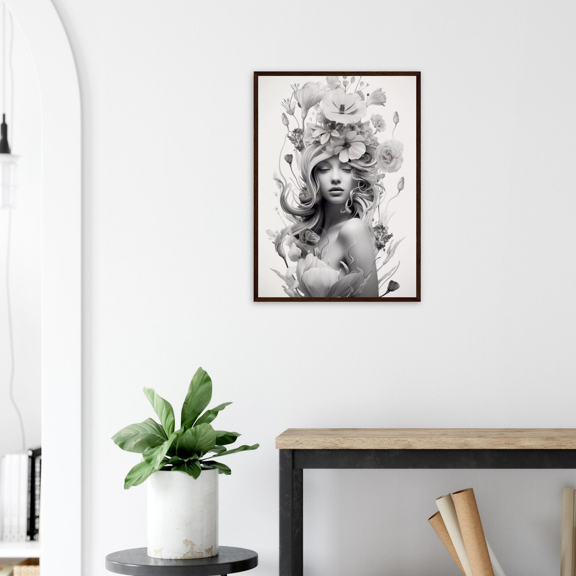 A high quality black and white print poster of the Flowers In Your Head The Oracle Windows™ Collection.