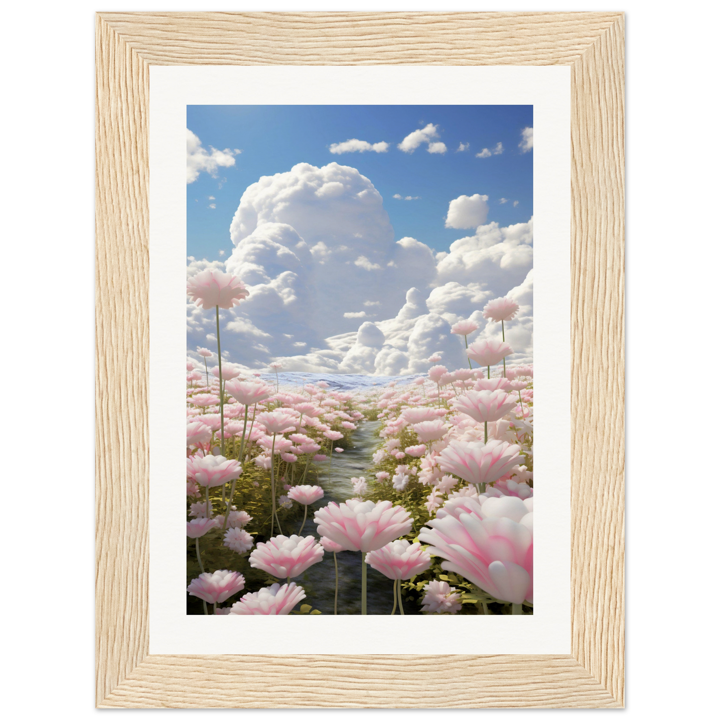 A picture of pink flowers in a field