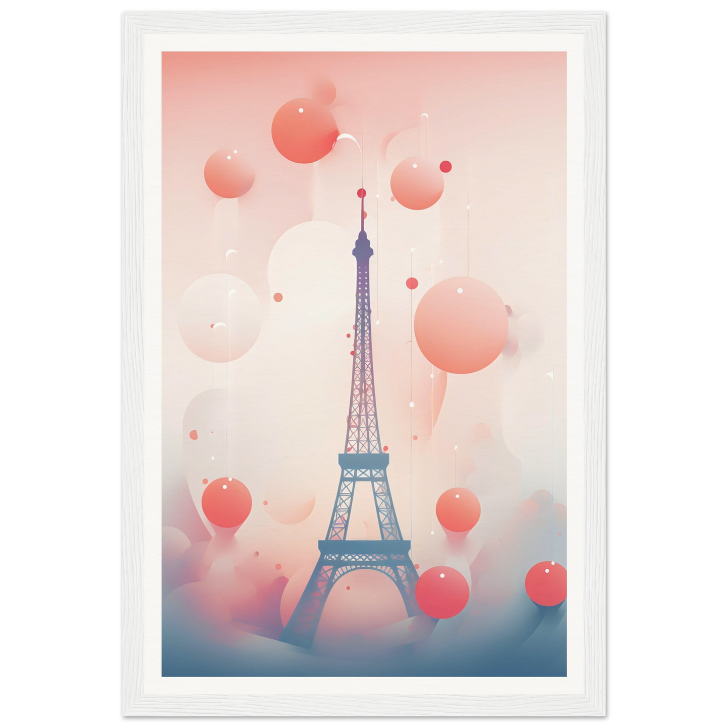 A pink and blue poster with the eiff tower in paris