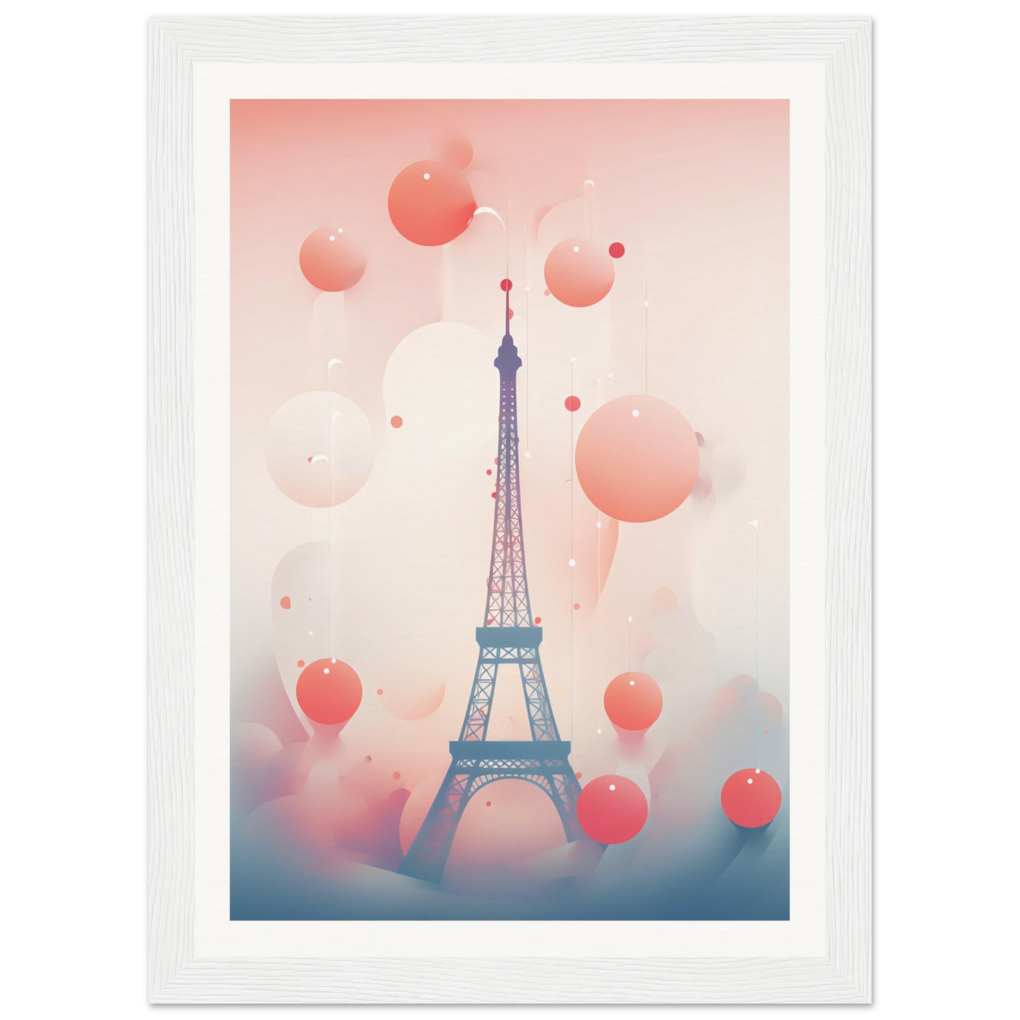 A pink and blue poster with the eiff tower in paris