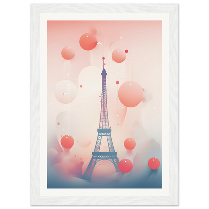 A pink and blue poster with the eiff tower in paris