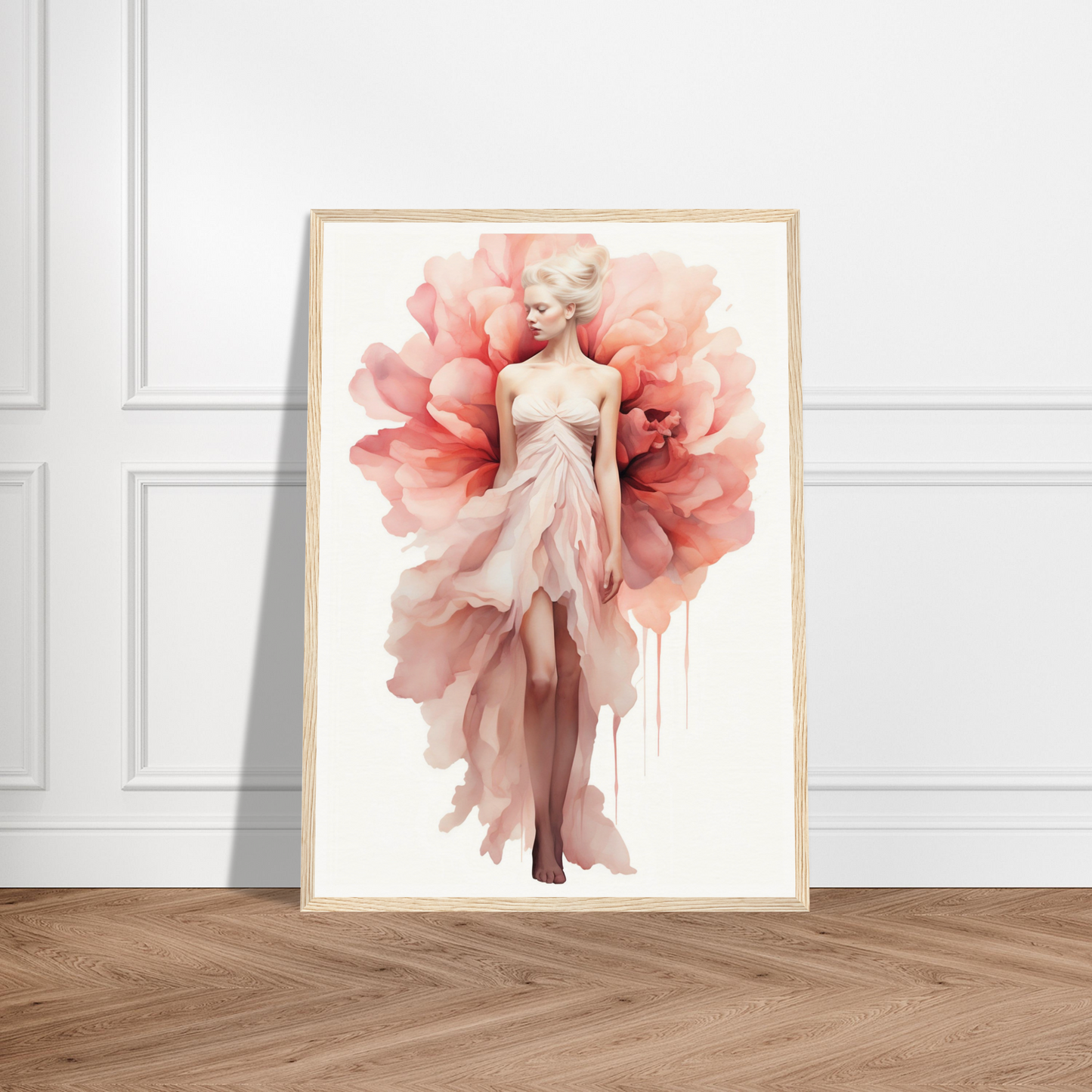 An image of a woman in a pink dress, perfect for transforming your space with Serenity The Oracle Windows™ Collection.