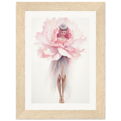 A pink flower in a wooden frame