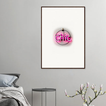 Pink neon circular sign with Chic for stylish room decor in Espress Plaissant design