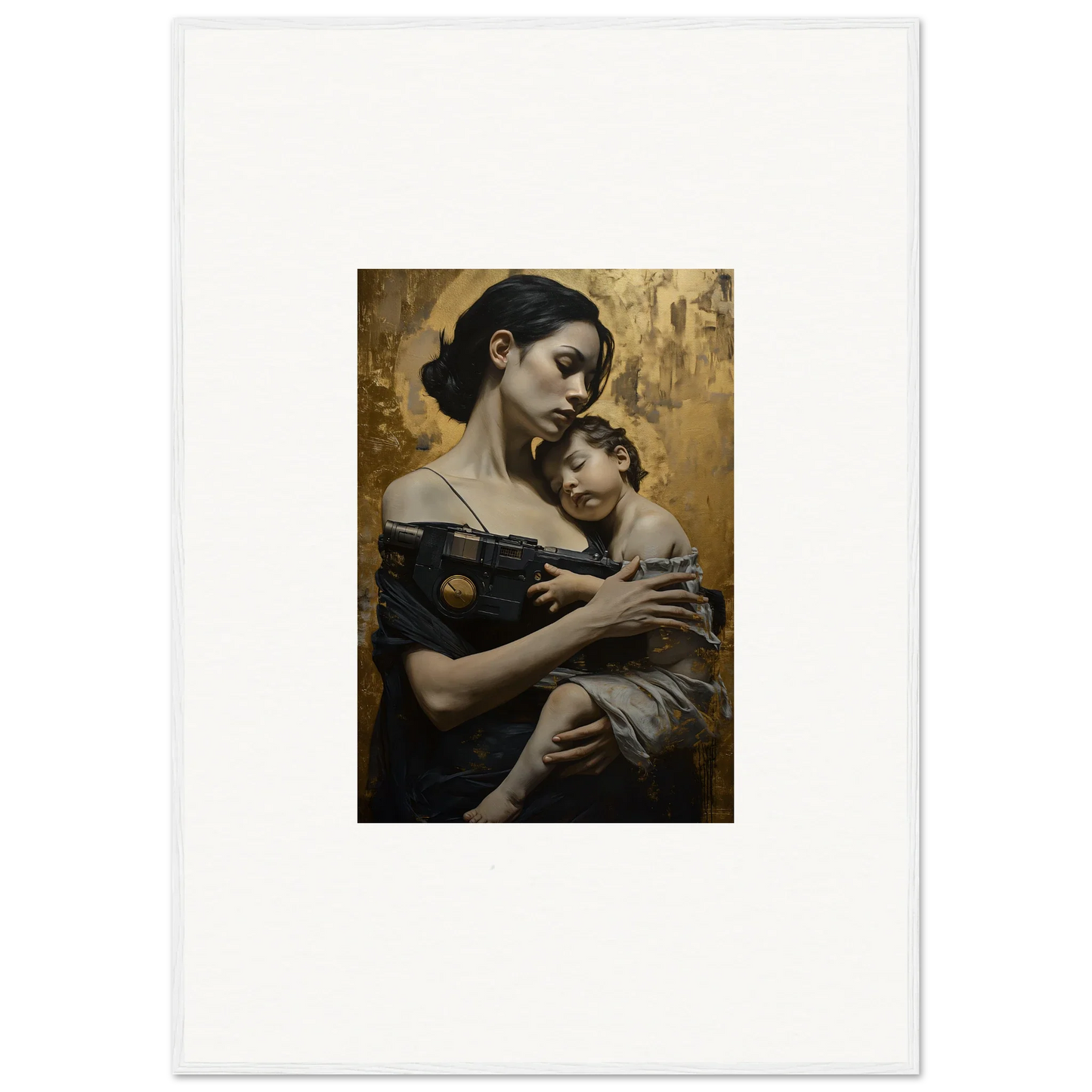 Portrait of a woman and child, a beautiful protector diptych for room decor