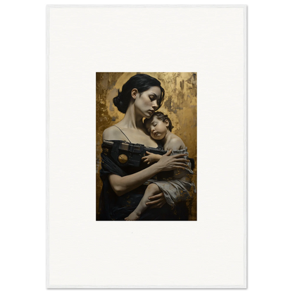 Portrait of a woman and child, a beautiful protector diptych for room decor