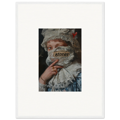 Historical costume portrait with face mask, perfect for Marvel Muse room decor