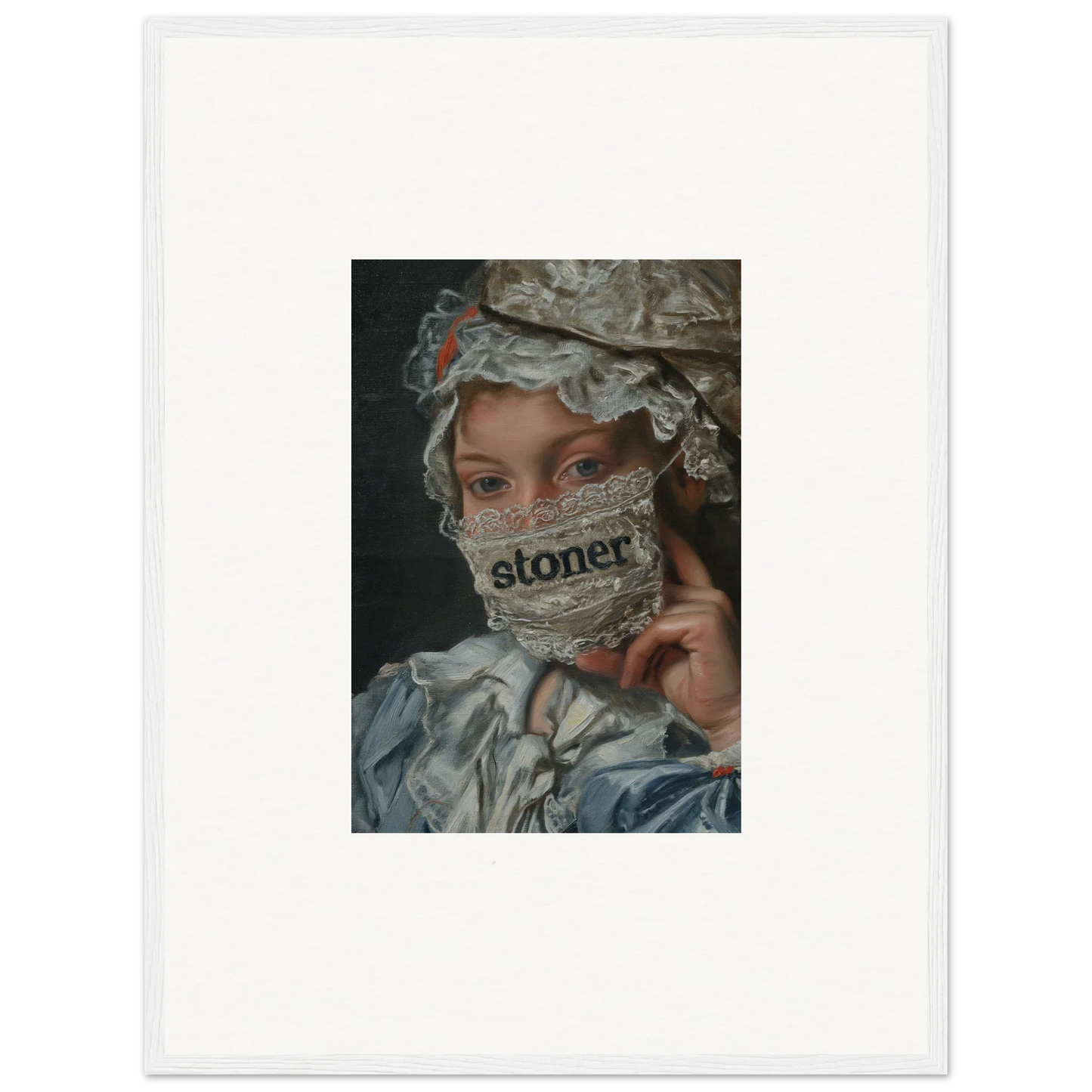 Portrait of a person in ornate costume and face mask for Metamorphose Bliss room decor