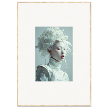 Portrait of a pale-skinned individual in white garment, perfect for framed wall art