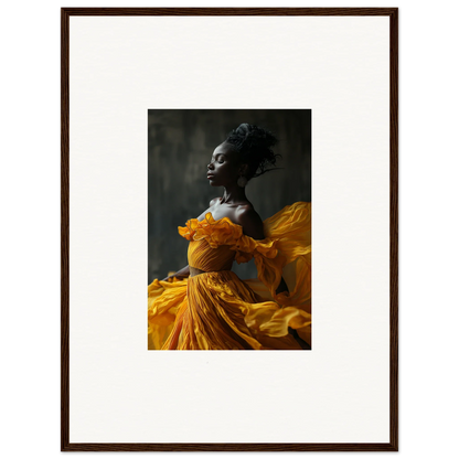 Portrait of a person in a yellow dress, ideal for Silence Rapture framed wall art