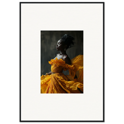 Portrait of a person in a yellow gown, perfect for Silence Rapture wall art decor