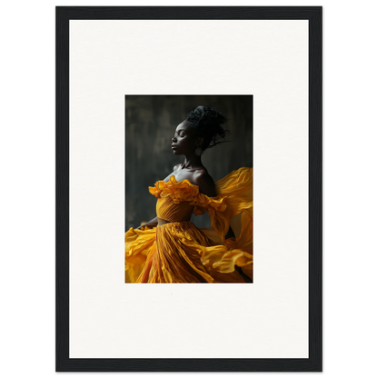 Portrait of a person in a yellow gown for Silence Rapture framed wall art and room decor