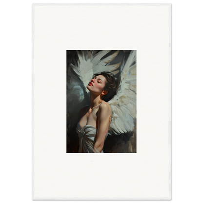 Portrait of a woman with angel wings for feathered elegance framed wall art and room decor