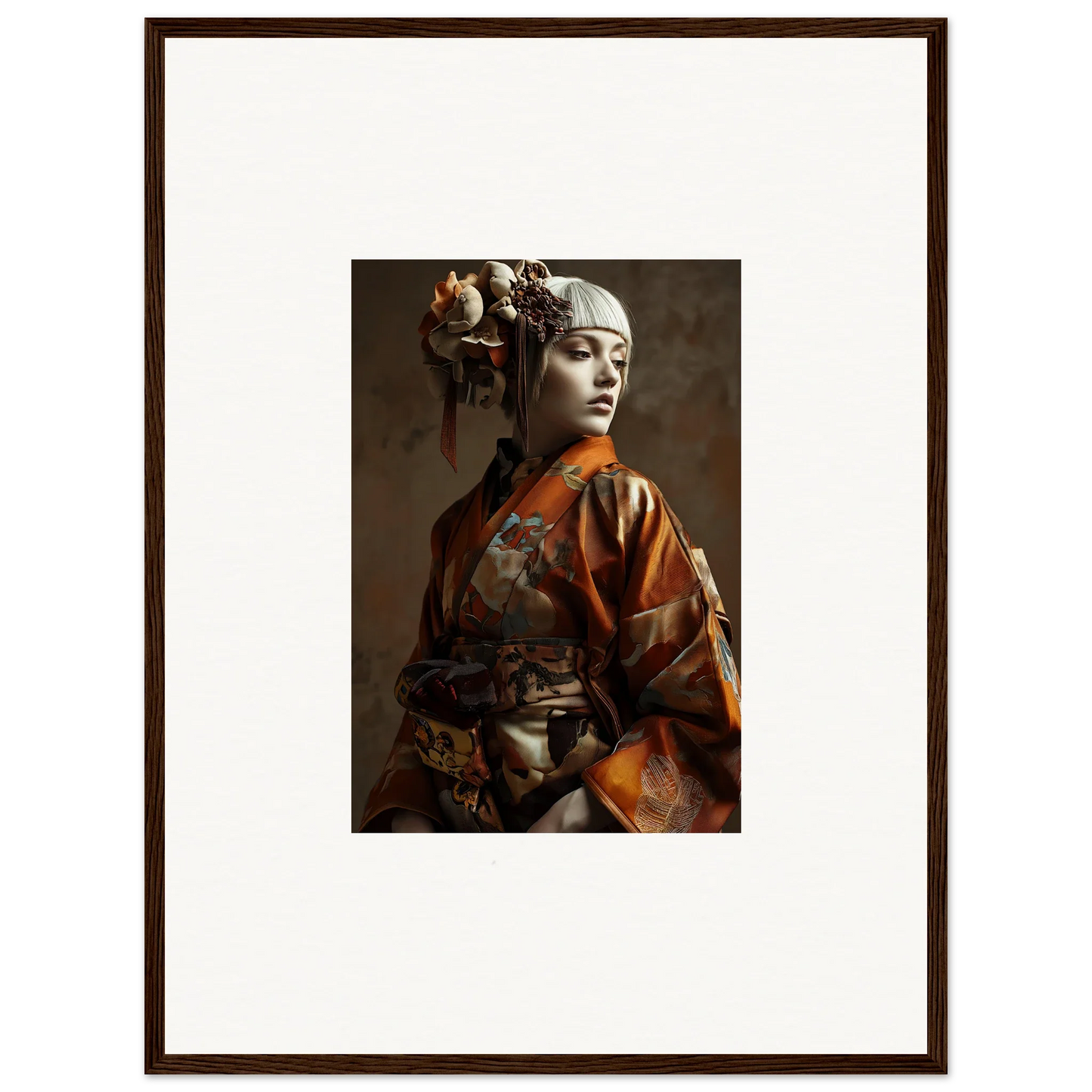 Portrait of a woman in traditional Asian costume for shadows whispering room decor