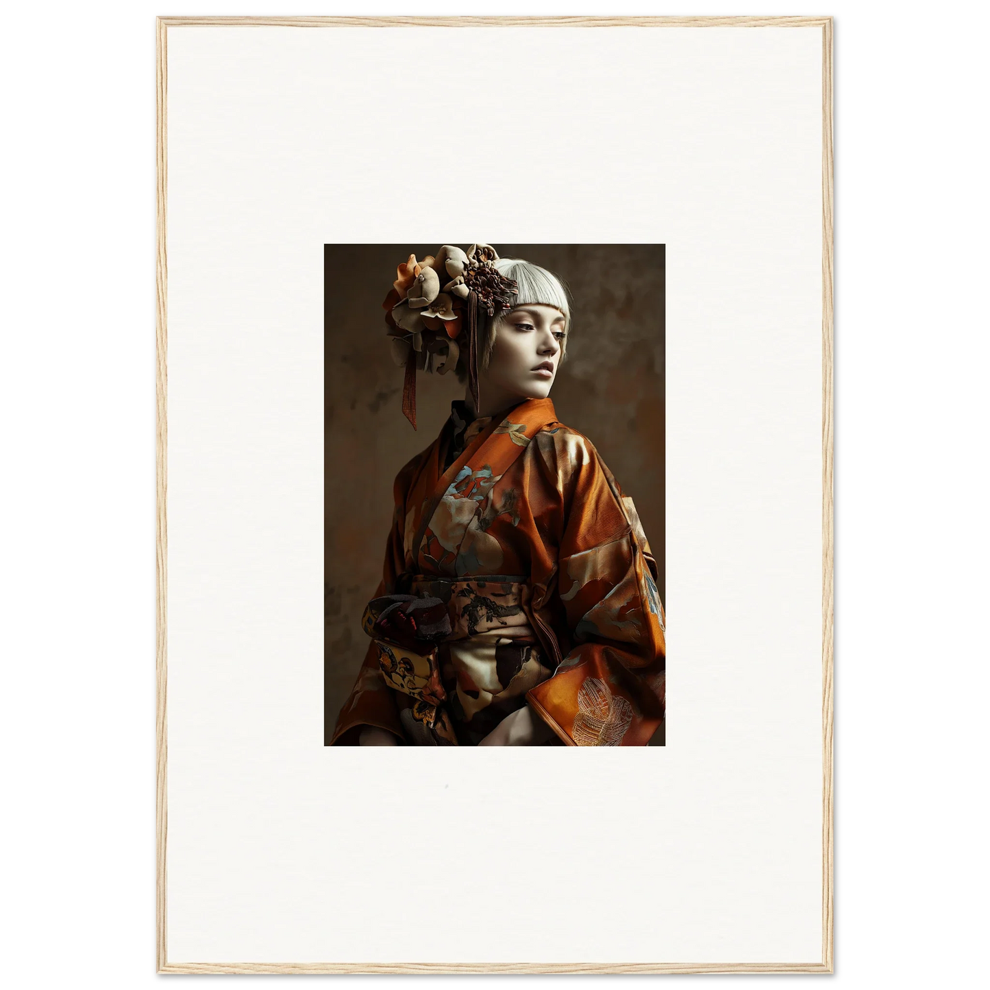 Portrait of woman in traditional Asian costume for shadows whispering framed wall art