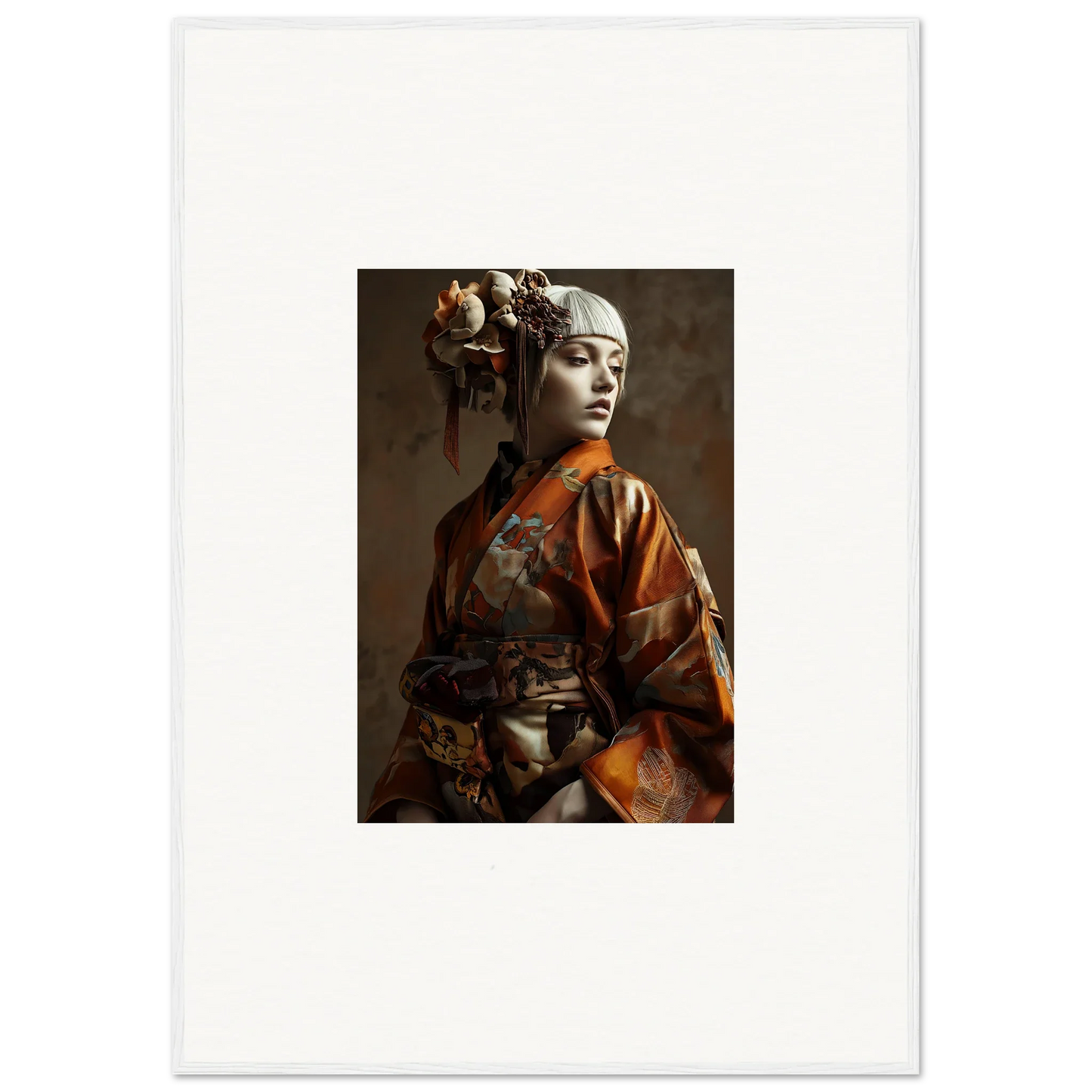 Portrait of a woman in traditional Asian attire, perfect for room decor or framed wall art