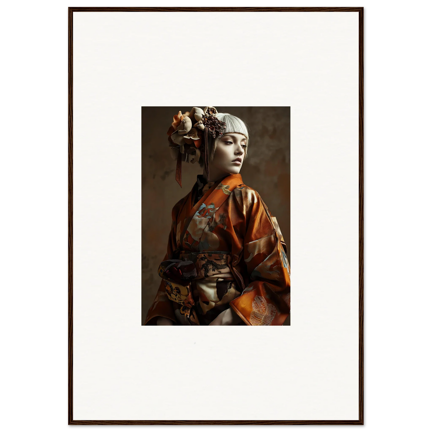 Portrait of a woman in traditional Asian attire for shadows whispering room decor