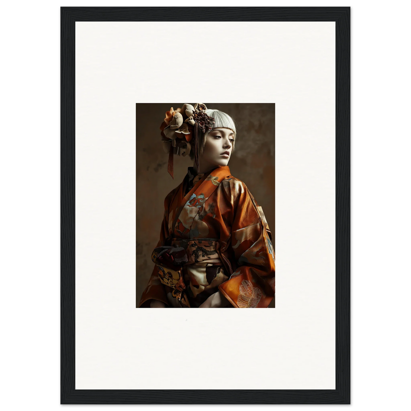 Portrait of a woman in traditional Asian attire for shadows whispering room decor