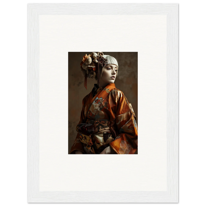 Portrait of a woman in traditional Japanese geisha attire for framed wall art room decor