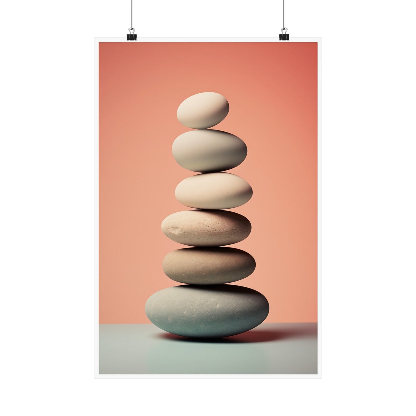 A poster with a stack of rocks on it