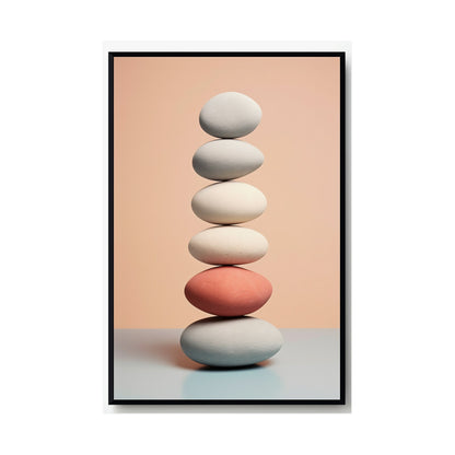 A poster with three eggs stacked on top of each other eggs