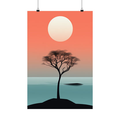 A poster with a tree in the middle of the image