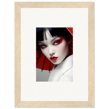 Portrait of a woman with red and white makeup, perfect for Scarlet Visions canvas print