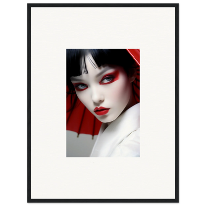 Portrait of a woman with scarlet visions eye makeup for a bold canvas print