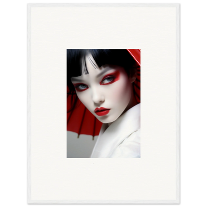 Vibrant portrait of a woman with red makeup, perfect for Scarlett Visions canvas print