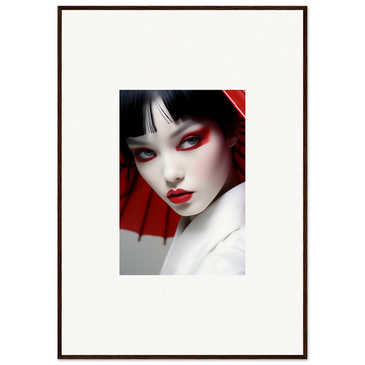 Portrait of a woman with red eye makeup for Scarlet Visions canvas print decor