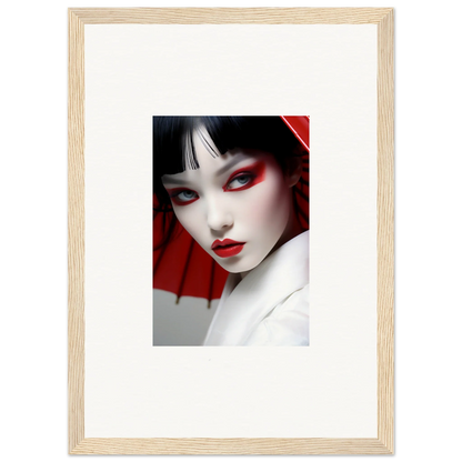 Portrait of a woman with geisha makeup and red parasol for scarlet visions canvas print