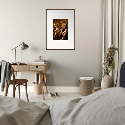 Framed canvas print of intimate figures capturing echoing whispers for room decoration