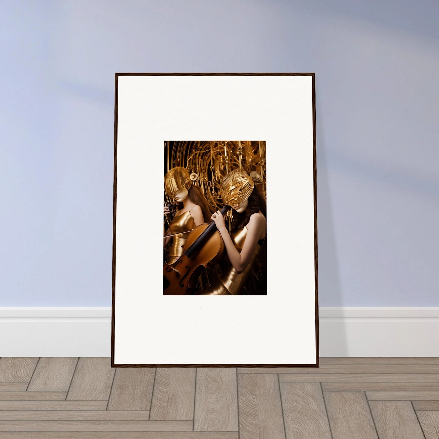 Framed photo of a person with golden accents for stylish room decoration