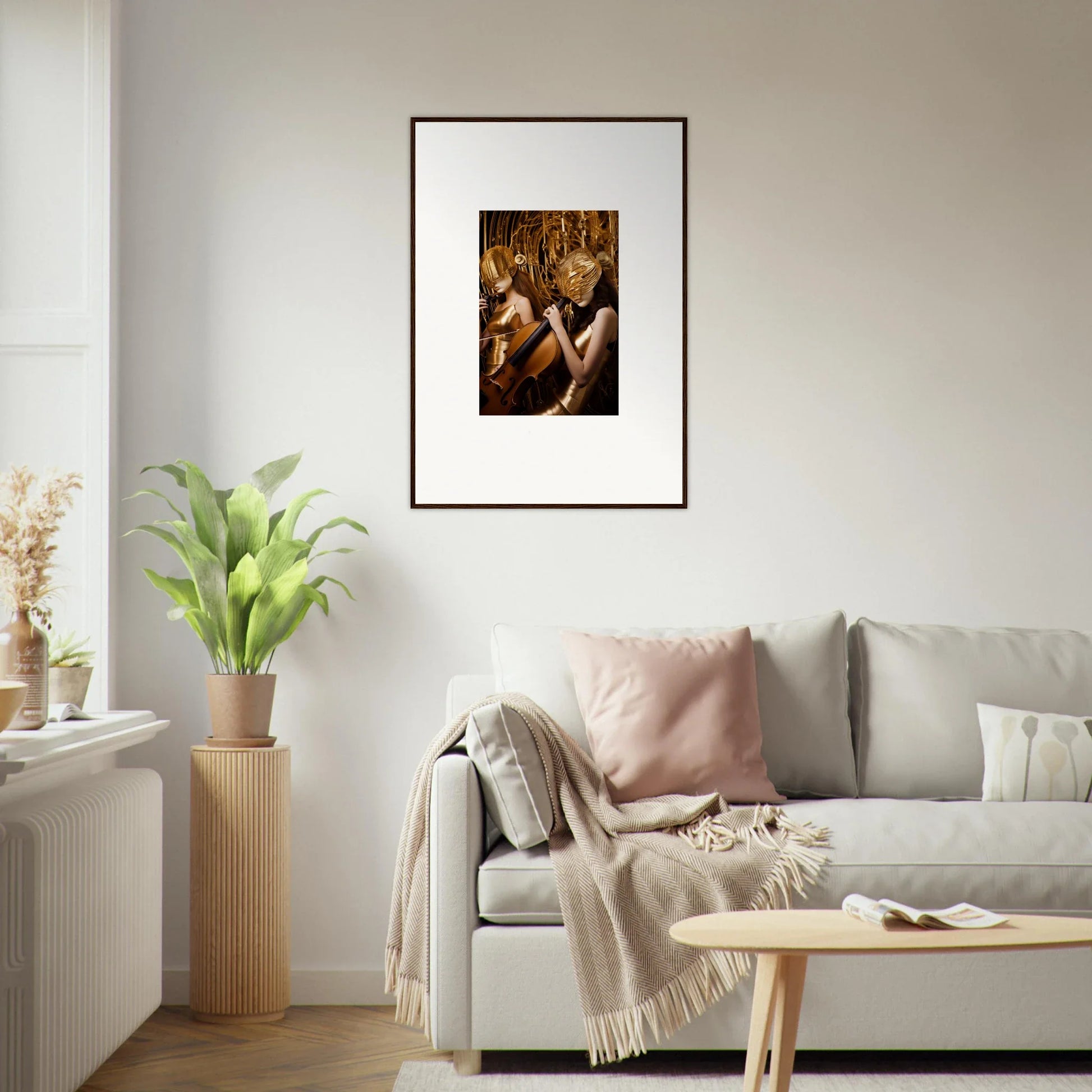 Framed canvas print of classical human figures for stylish room decoration with echoing whispers